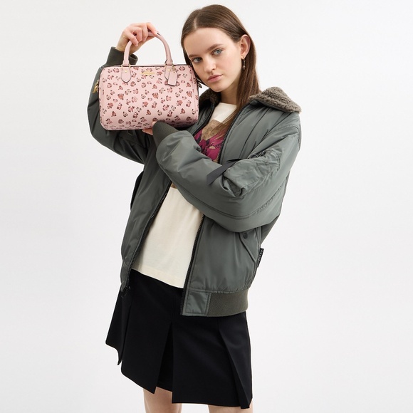 Coach Rowan Satchel Rose Print With Cherry Bag Charm And Off-Brand Duster NWT - Picture 3 of 15